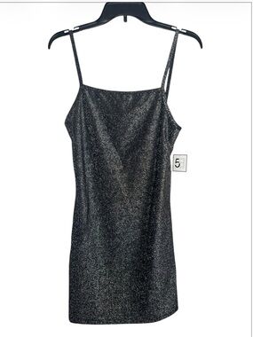 Glitter Slip Mini Dress in Sparkling Black